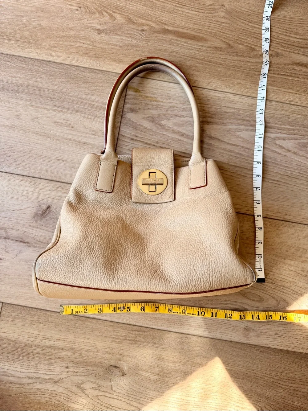 Y2K Kate Spade Large Dome Satchel Ivory Leather with Polka-dot interior